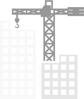 simplified rendering of crane with buildings