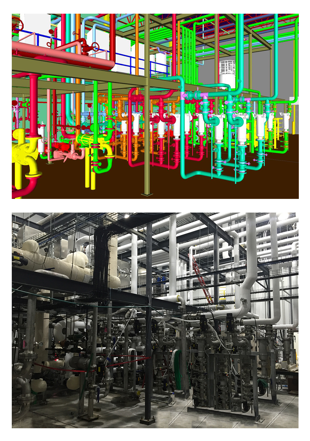 Piping: Photo & 3D rendering